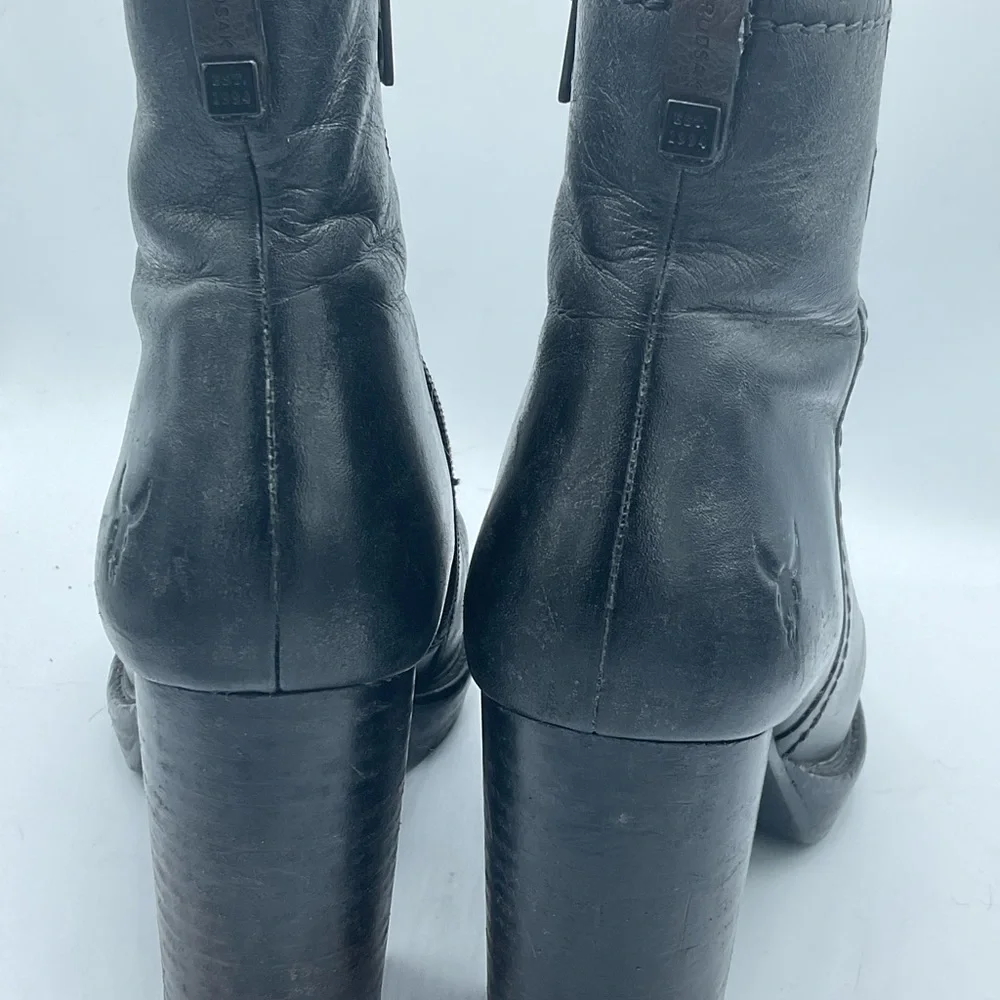 “RUDSAK” “TOTEM” Black Leather Zippered Ankle Boots. - Picture 5 of 16